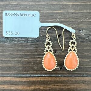 Banana Republic Orange and Gold Teardrop Earrings